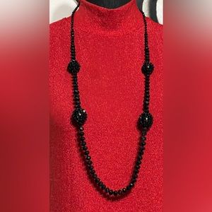 New Simply Good Black Faceted Beaded Necklace 36”